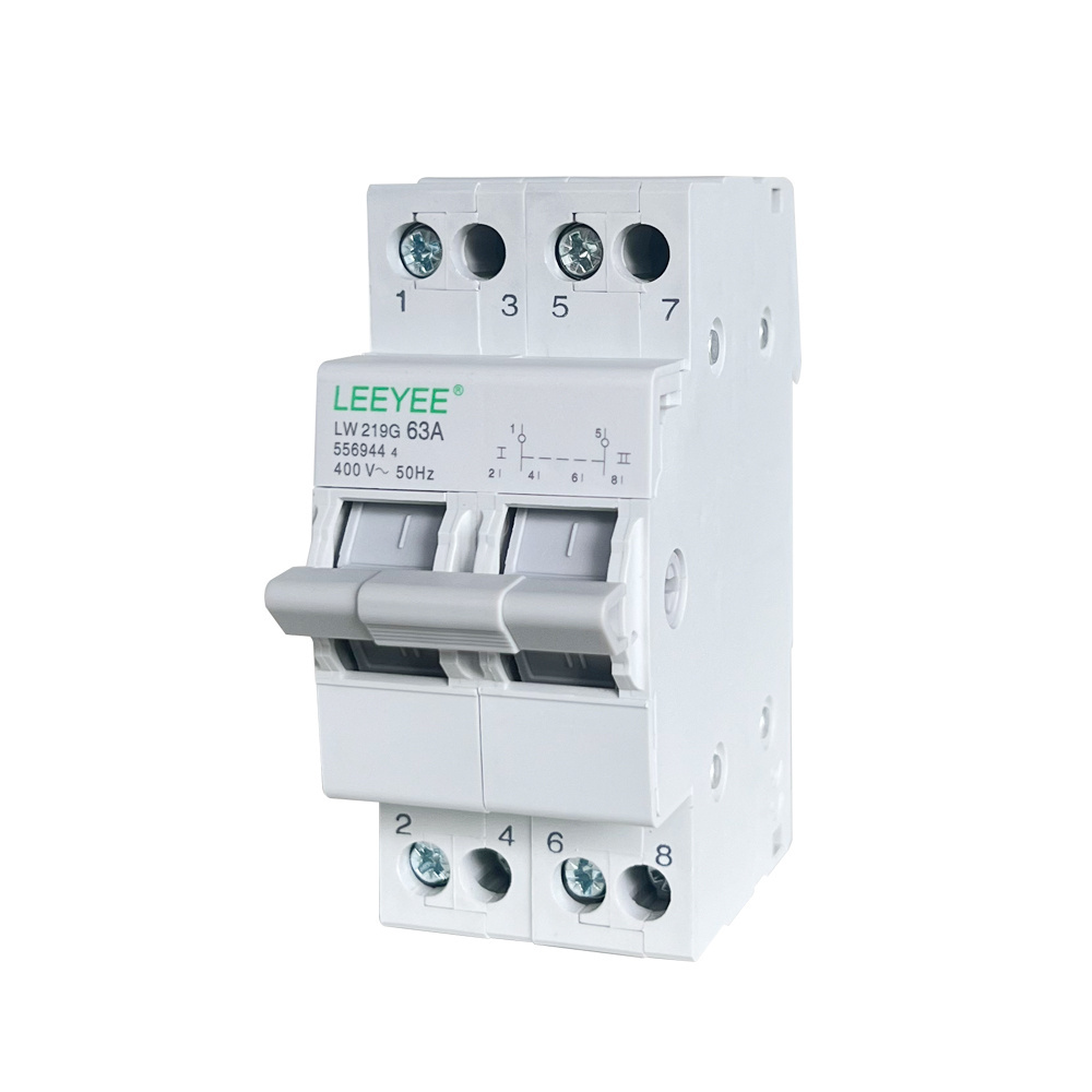 2 position 63A manual type din rail ac change over switch