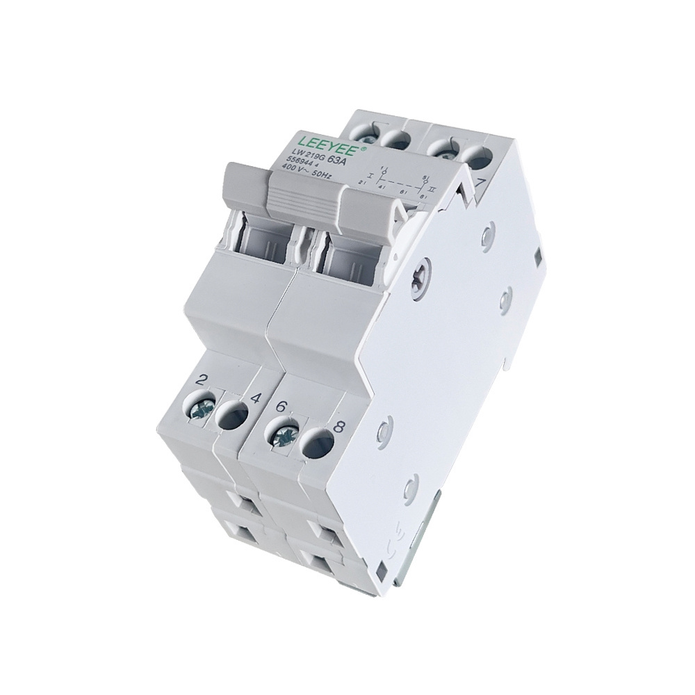 2 position 63A manual type din rail ac change over switch