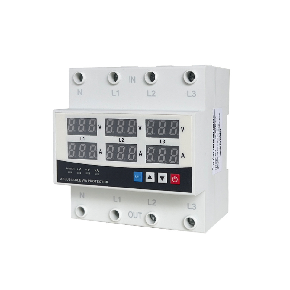 63A 230V AC three phase adjustable over and under voltage protector