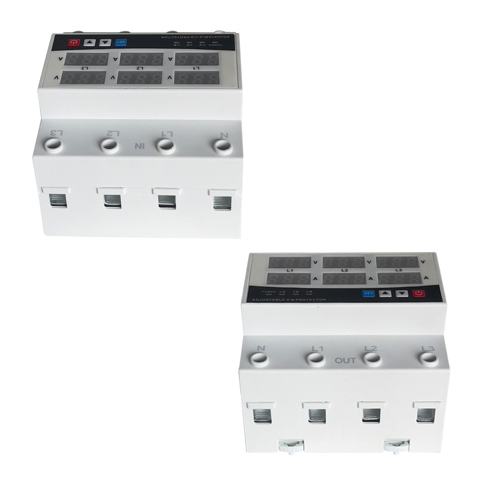 63A 230V AC three phase adjustable over and under voltage protector