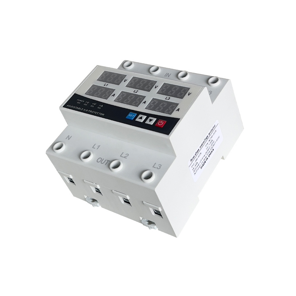 63A 230V AC three phase adjustable over and under voltage protector