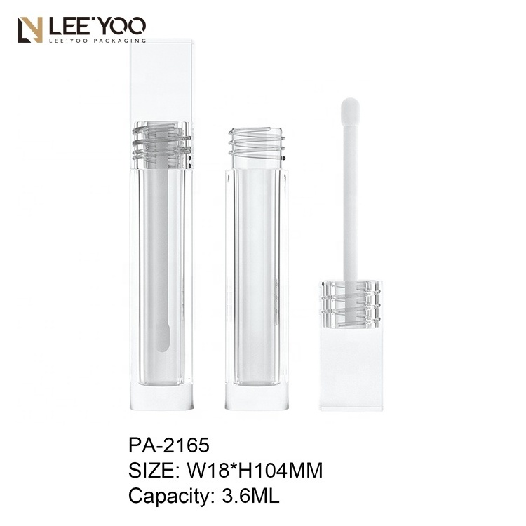 Modern Square Container Transparent Empty Lip Gloss Tube with Self-Branding Luxury Packaging 3.6ml Liquid Lipstick Tube