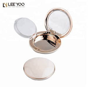 Luxury white compact powder case pressed powder case with mirror plastic cosmetic packaging compact powder container