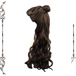 Dark Brown Curly Hair Beauty and the Beast Belle Cosplay Wig