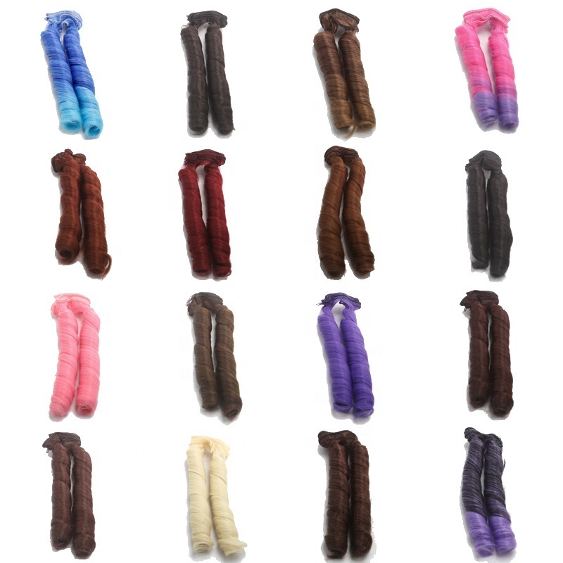 15cm length 100CM width curly colorful synthetic high temperature fiber Hair Piece for Dolls Hair Wigs Handmade Hair Wefts