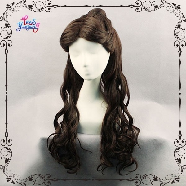 Dark Brown Curly Hair Beauty and the Beast Belle Cosplay Wig