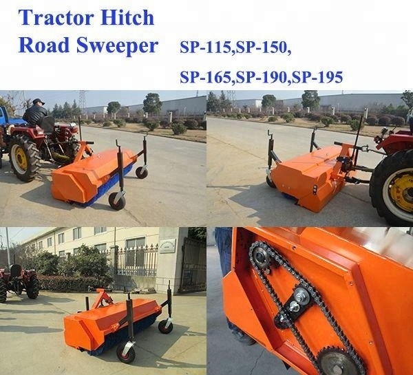 China New Farm mini Tractors used 3 point hitch pto driven street sweeper brushes road sweeper for sale