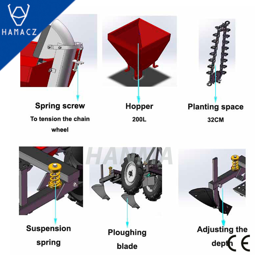 2 rows tractor use potato planter with CE