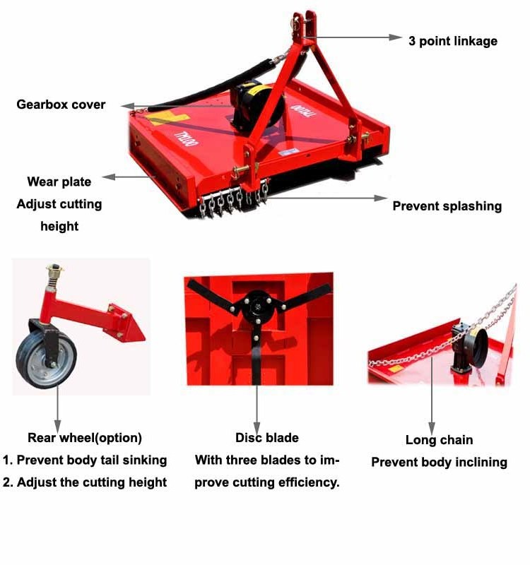 20~30HP tractor mower  height adjustable tractor mounted lawn mower 3 point linkage lawn slash topper mower