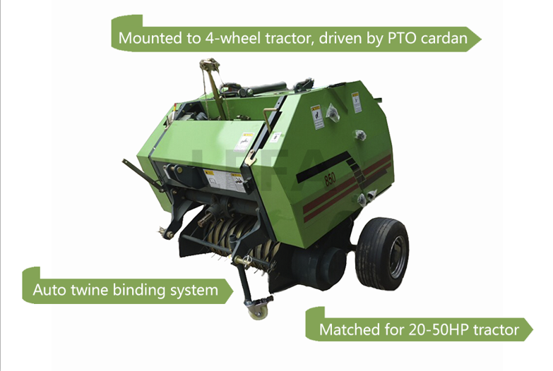 Mini tractor 3 point round hay baler machine for sale