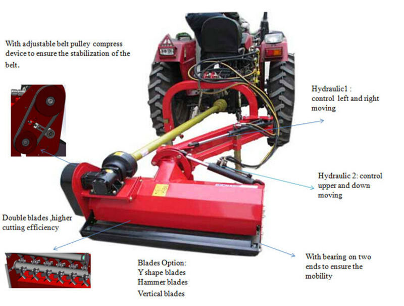 Grass cutting tractor mounted  front side shift flail mower for sale