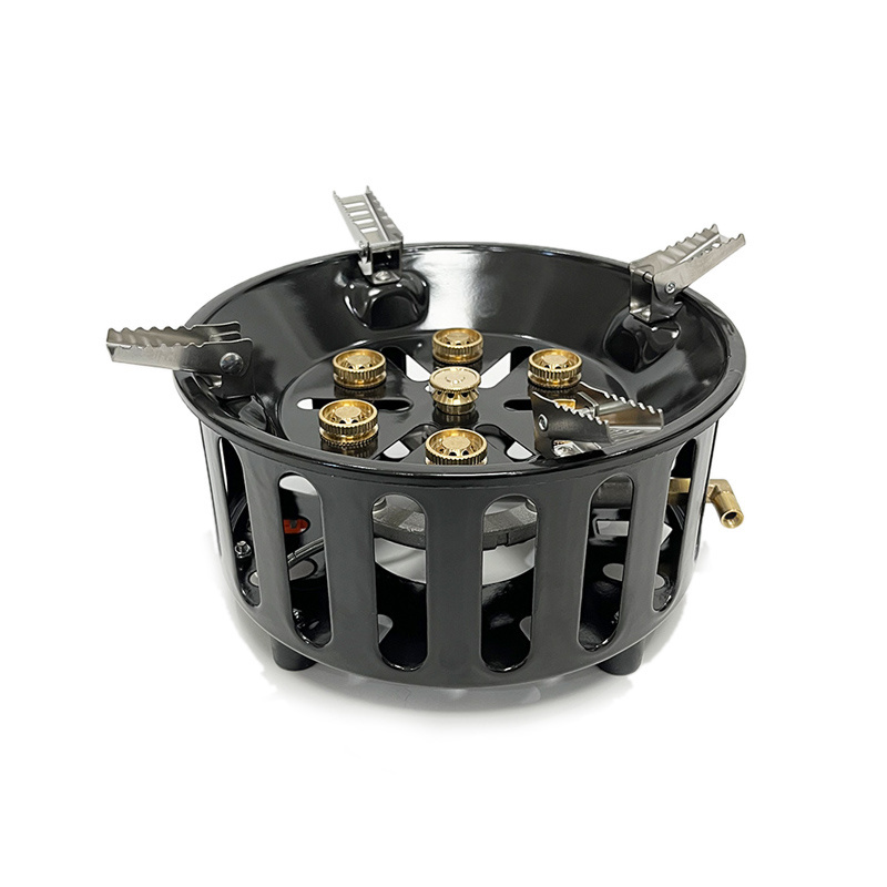 19.8KW Outdoor camping butane seven core stove with blue flame and strong fire stove, can be connected to an   external gas tank