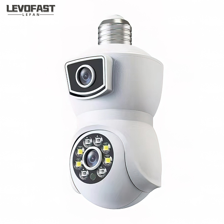 LEVOFAST 360 Panoramic Dual Lens 1080P Bulb Camera E9 Lightbulb V380 APP Night Vision 4mp Wireless WIFI Security Network Camera