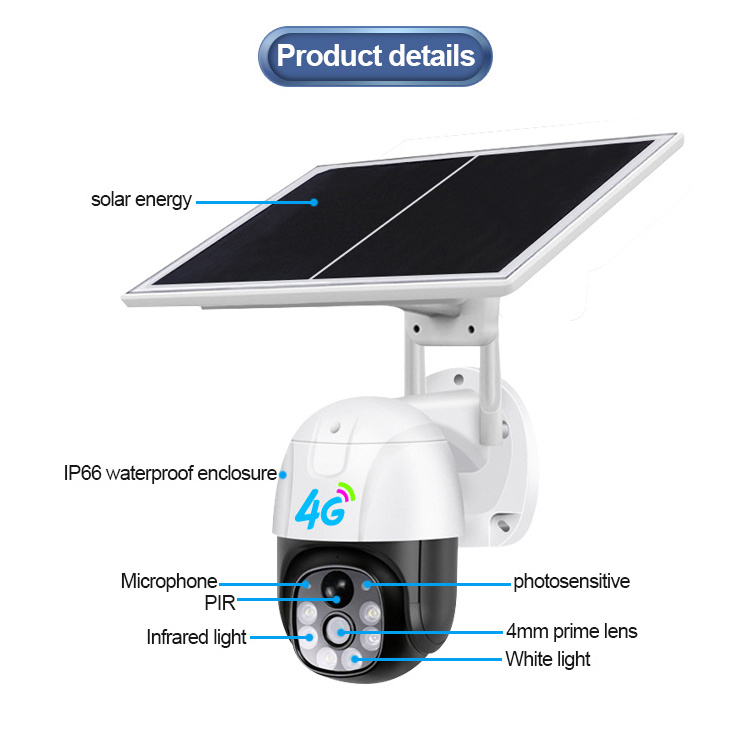 LEVOFAST 1080p 4G Network Camera Outside Wireless Solar 4G Smart Alarm PTZ Camera Solar Battery