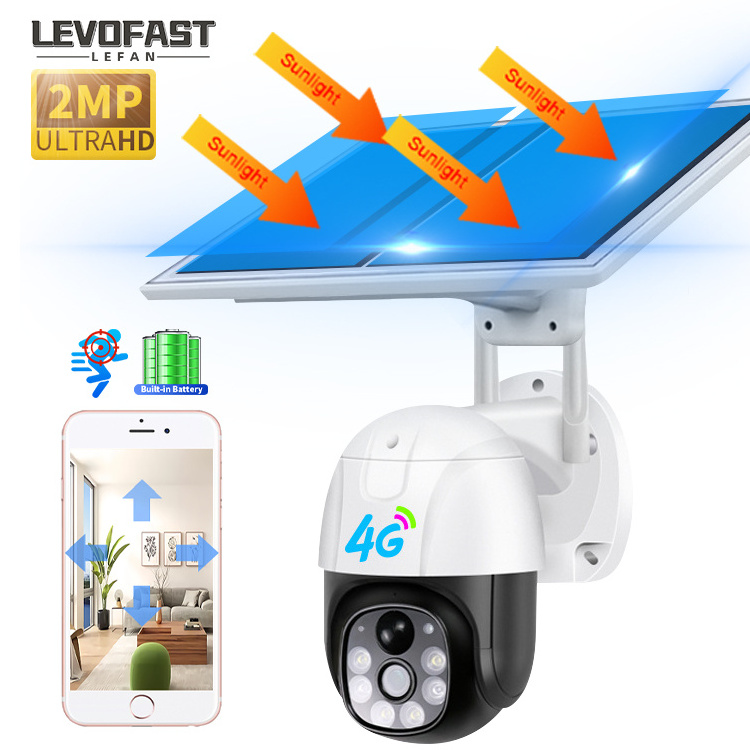 LEVOFAST 1080p 4G Network Camera Outside Wireless Solar 4G Smart Alarm PTZ Camera Solar Battery