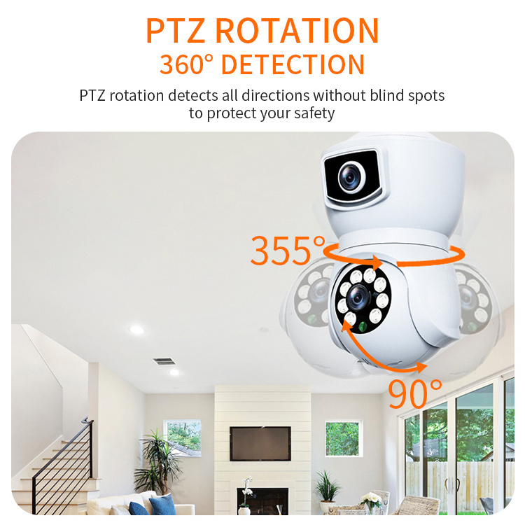 LEVOFAS Outdoor Waterproof Wifi Bulb Camera Dual Lens E9 Liqht Bulb Camera Home 1080P PTZ 2MP CCTV Camera