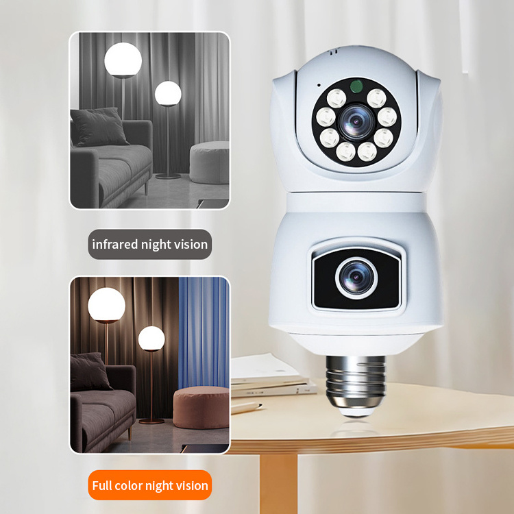 LEVOFAS Outdoor Waterproof Wifi Bulb Camera Dual Lens E9 Liqht Bulb Camera Home 1080P PTZ 2MP CCTV Camera