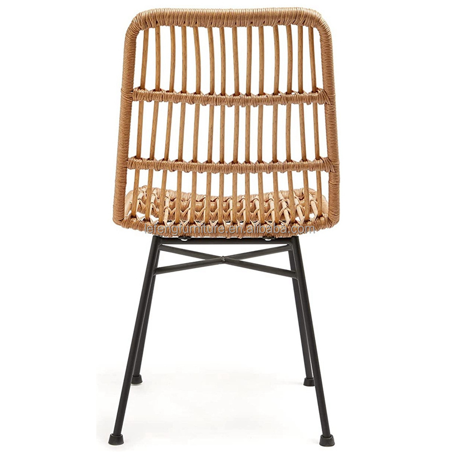 High Quality Modern Patio Pe Rattan Wicker Outdoor Metal Stack Dining Chair Garden Rattan Chair