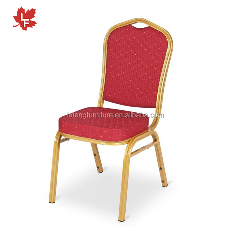 Wholesale China Factory Price Modern Design Red Fabric Hotel Chair Iron Stackable Banquet Chair