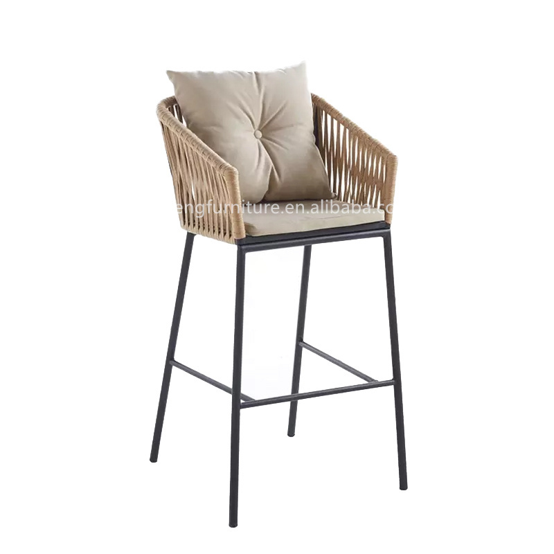 Luxury Design High Back Metal Garden Cafe Stool Outdoor Furniture Bar High Chair Outdoor Furniture