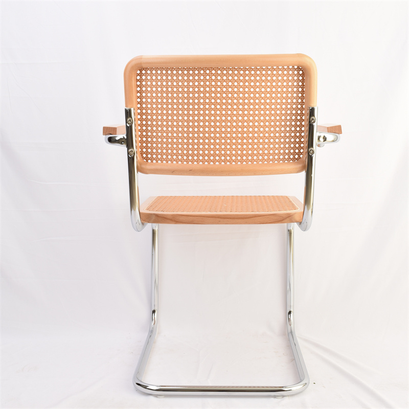 2024 China Supplier Metal Chrome Legs Black Beech Wood Cane Cesca Chair Rattan Backrest and Seat Cushions