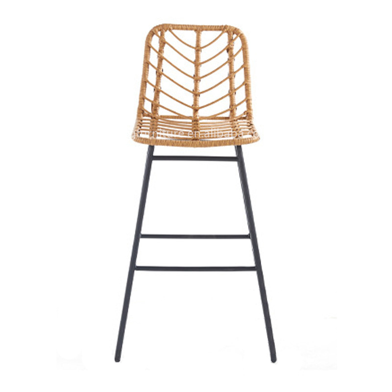 Simplicity Rattan Bar Stools Wholesale Waterproof Outdoor Garden Furniture Bistro Bar Restaurant Rattan Chair