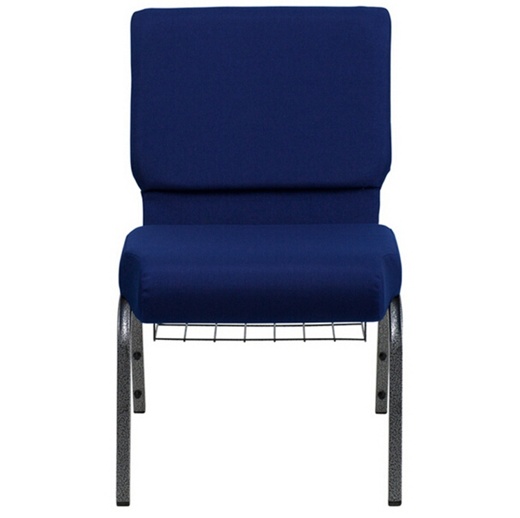 Factory Modern Cheap Popular Theater Navy Blue Church Chairs With Metal Rack