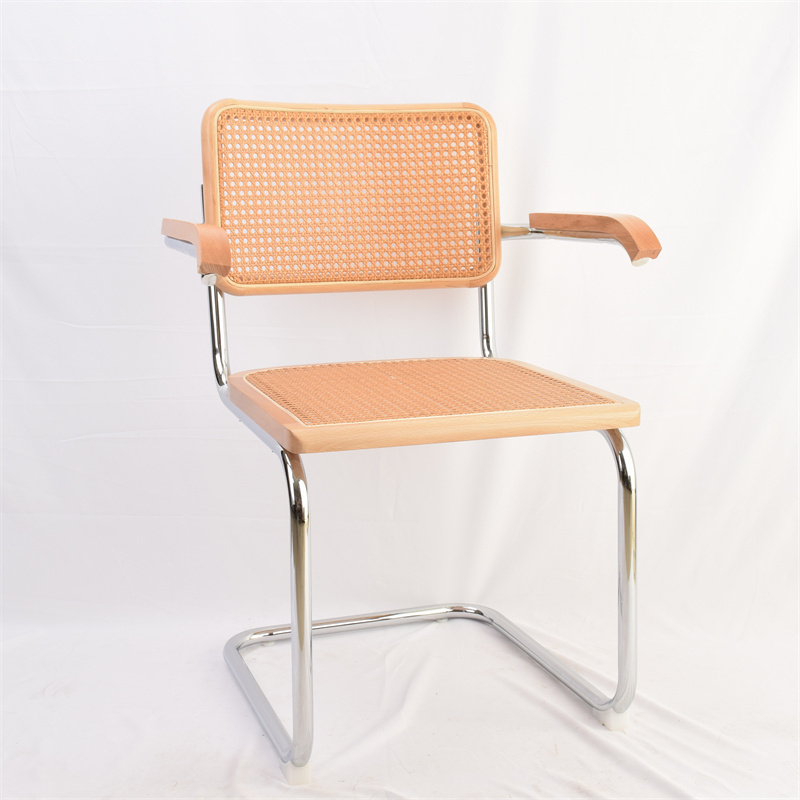 2024 China Supplier Metal Chrome Legs Black Beech Wood Cane Cesca Chair Rattan Backrest and Seat Cushions