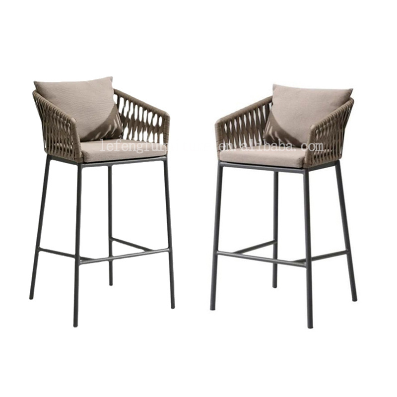 Luxury Design High Back Metal Garden Cafe Stool Outdoor Furniture Bar High Chair Outdoor Furniture