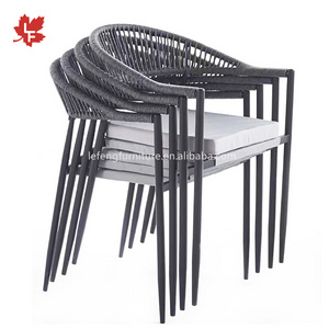 Nordic Modern Restaurant Leisure Furniture Simple Aluminum Frame Rope Stackable Chairs Outdoor Garden Rope Chair