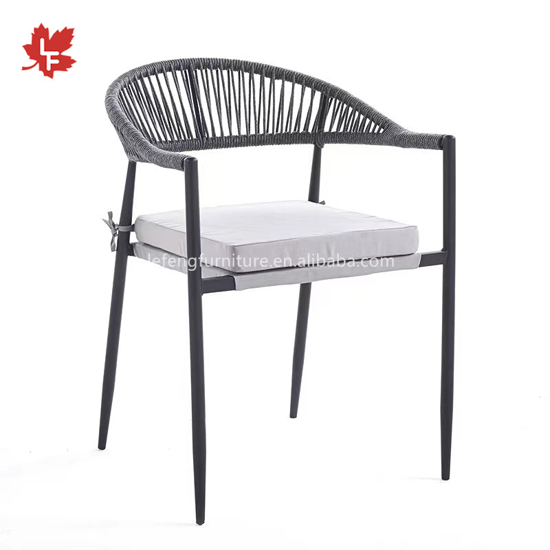 Nordic Modern Restaurant Leisure Furniture Simple Aluminum Frame Rope Stackable Chairs Outdoor Garden Rope Chair