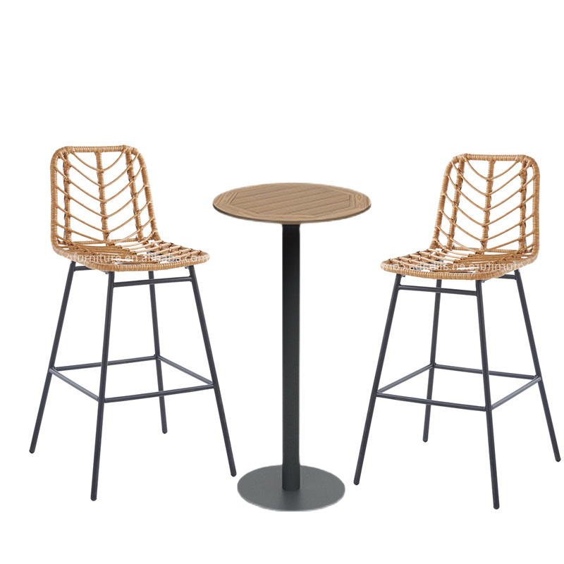 Simplicity Rattan Bar Stools Wholesale Waterproof Outdoor Garden Furniture Bistro Bar Restaurant Rattan Chair