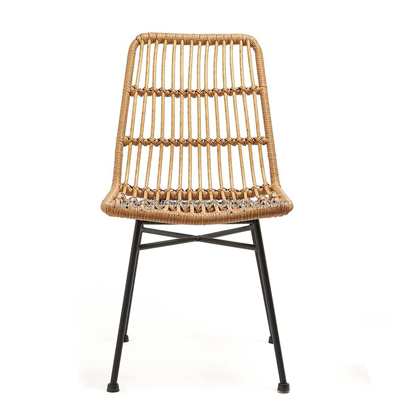 High Quality Modern Patio Pe Rattan Wicker Outdoor Metal Stack Dining Chair Garden Rattan Chair