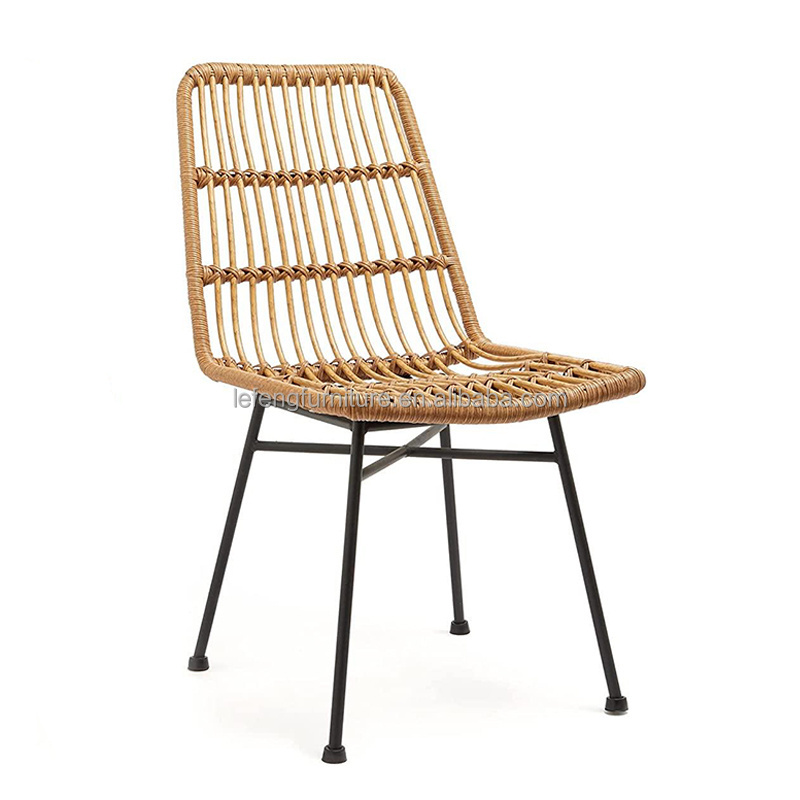 High Quality Modern Patio Pe Rattan Wicker Outdoor Metal Stack Dining Chair Garden Rattan Chair