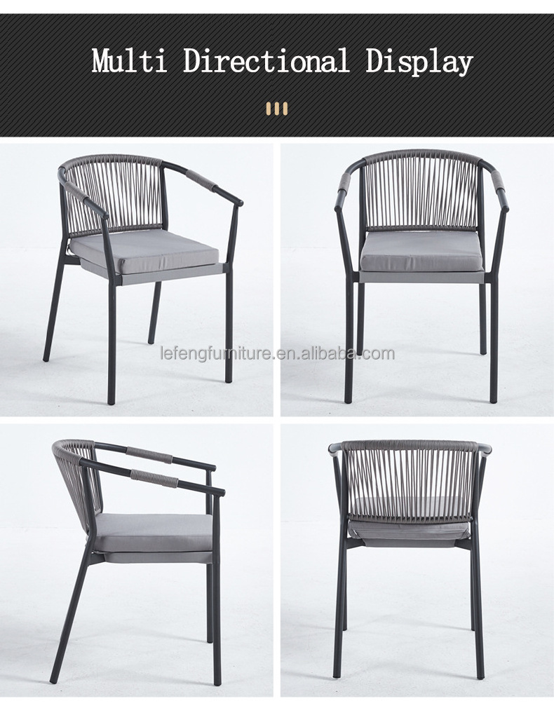 Luxury Garden Outdoor Woven Rope Chair Patio Bistro with Flexible Rope and Heavy Duty Frame Outdoor Garden Table and Chairs