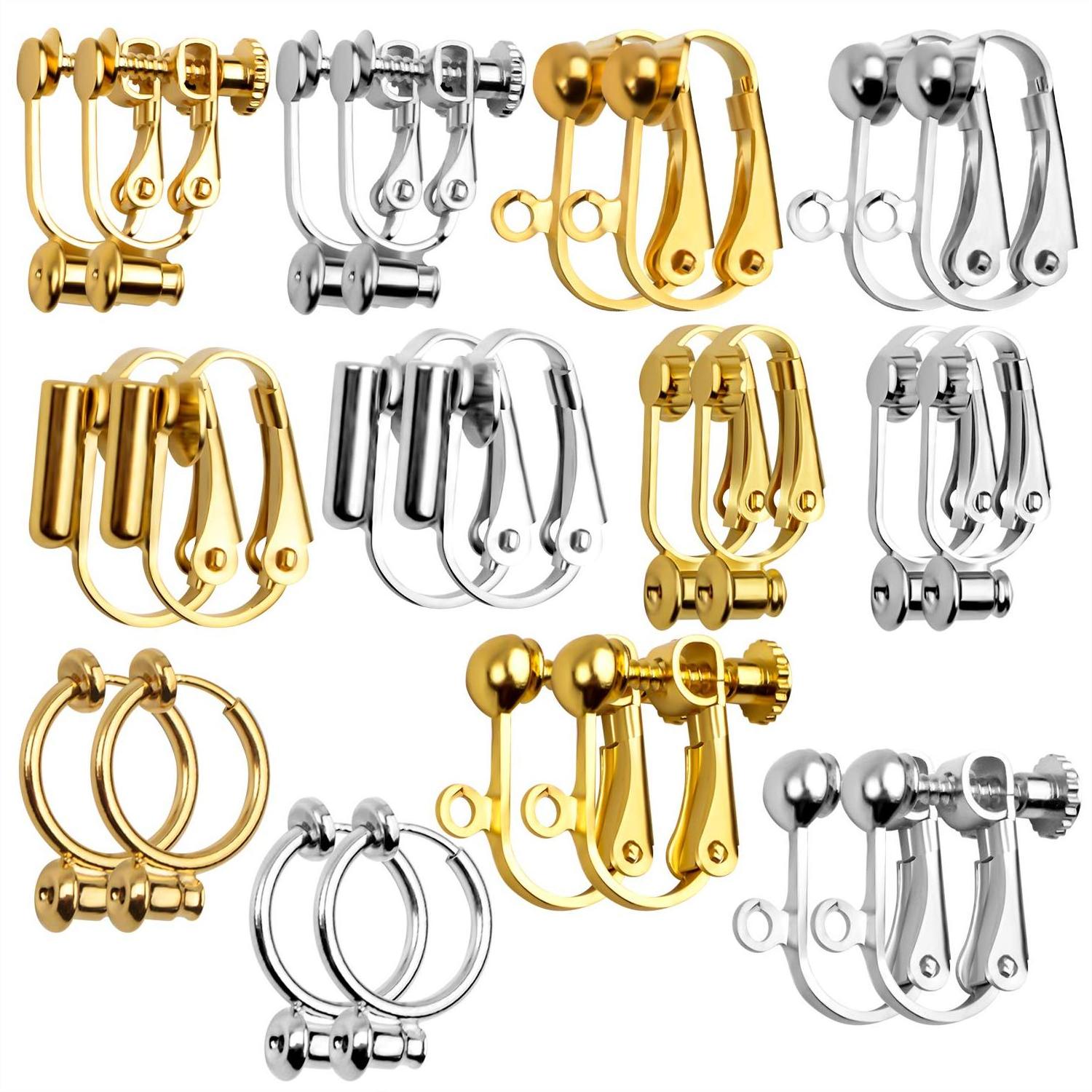 Lefeng Factory Wholesale Silver Gold Plated Stainless Steel Clip On Earring Non Pierced Converter Hook Finding Backs with Screw