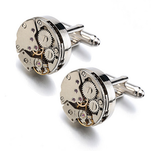 Accessories Round Unique Tourbillon Fancy Engraved Movement Gold Plated Custom Logo Wholesale Suit Shirt Men Cufflinks Blank