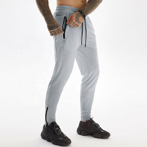 95% Cotton 5% Spandex Fitness Sports Pants French Terry Jogger Skinny Sweatpants Men Zipper Pockets