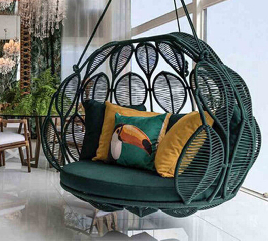 Luxury hotel balcony free standing hanging double swing chair