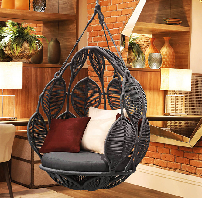 Luxury hotel balcony free standing hanging double swing chair