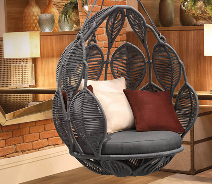 Luxury hotel balcony free standing hanging double swing chair