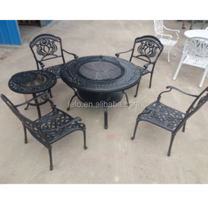 Patio Outdoor Furniture Cast Aluminum Barbecue Table Set