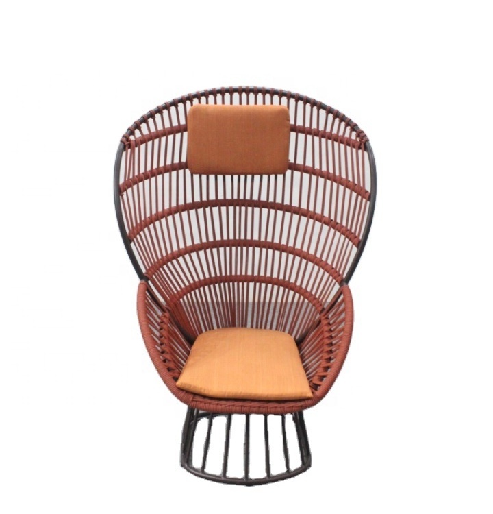 Luxury Hotel Leisure  Aluminum Rope Outdoor Peacock arm chair Cala High back rope club chair