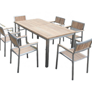 luxury stainless steel furniture of dinning table and chair outdoor teak chair