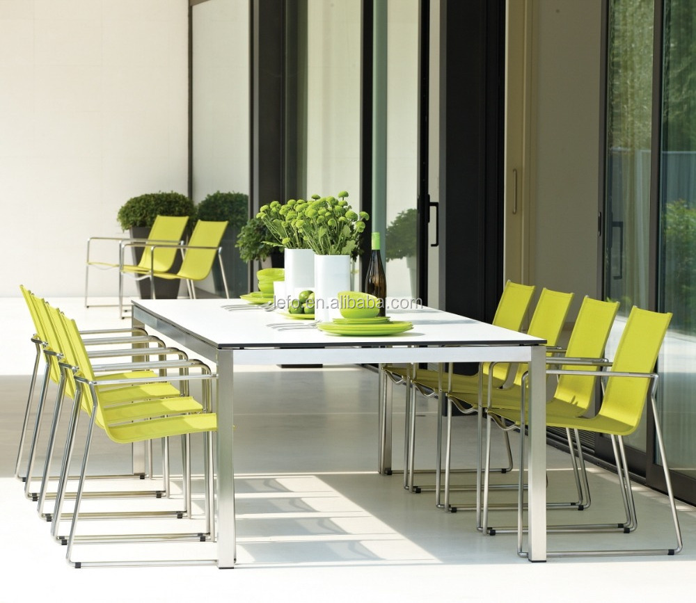 luxury stainless steel furniture of dinning table and chair outdoor teak chair