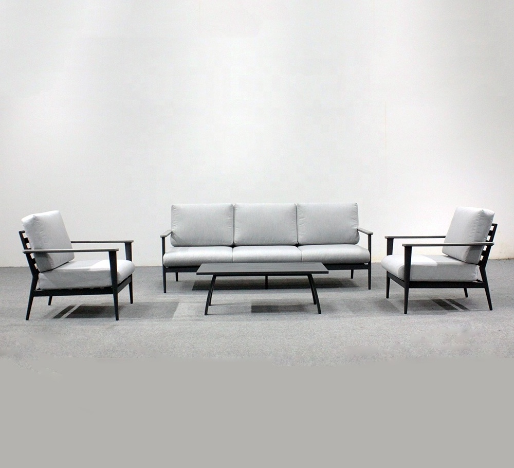 High quality aluminum frame fabric deep seating lounge set patio sofa