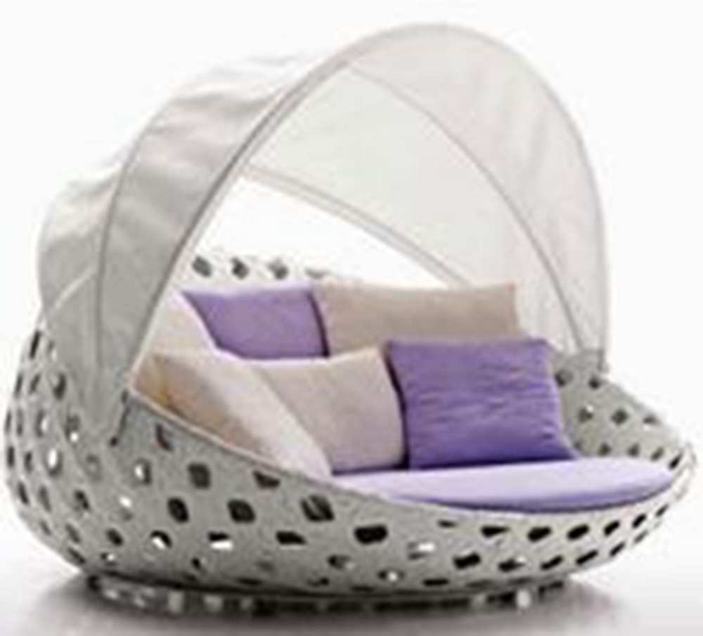 Round Canopy Outdoor Rattan Day bed