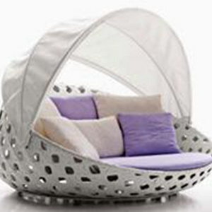 Round Canopy Outdoor Rattan Day bed