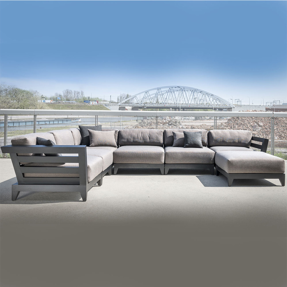 Commercial Outdoor Aluminum Frame Sectional Sofa Furniture with Thick Cushion