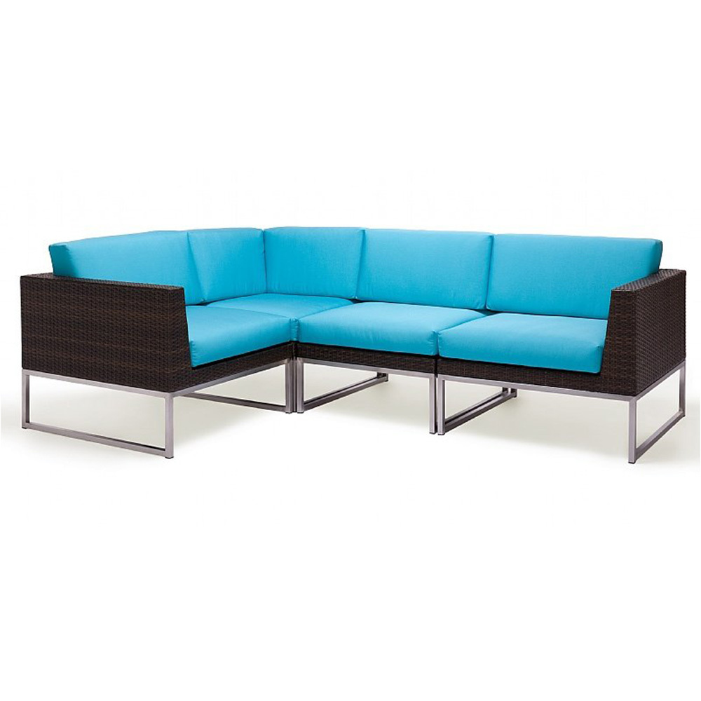 Modern Hotel Metal Wicker Woven Club Sectional Left Module Sofa